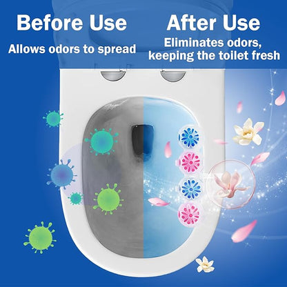 SCENTORINI 4-in-1 Toilet Bowl Cleaner, Rim Hanger Automatic Toilet Bowl Freshener, 4 Lemon & 4 Magnolia Scent, Toilet Bowl Cleaning Balls Long-Lasting up to 30 Days