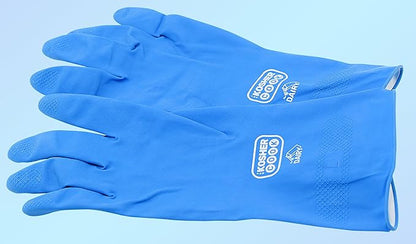 The Kosher Cook Dairy Blue Nitrile Cleaning Gloves, Comfortable Flock Lining and Top Durability for Dishwashing and Household, Large and Color Coded Home Kitchen Accessories