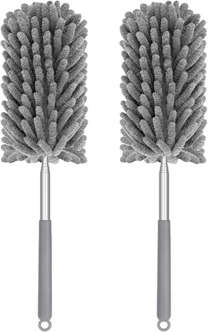 Mini Duster for Cleaning, 360° Bendable Hand Dusters with Extension Pole, Washable Small Duster for Car Interior, Office, Furniture