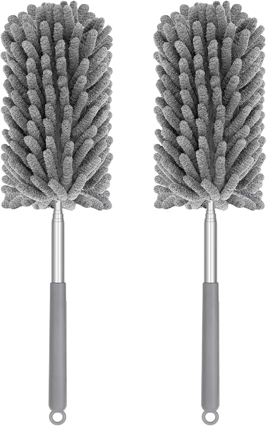 Mini Duster for Cleaning, 360° Bendable Hand Dusters with Extension Pole, Washable Small Duster for Car Interior, Office, Furniture