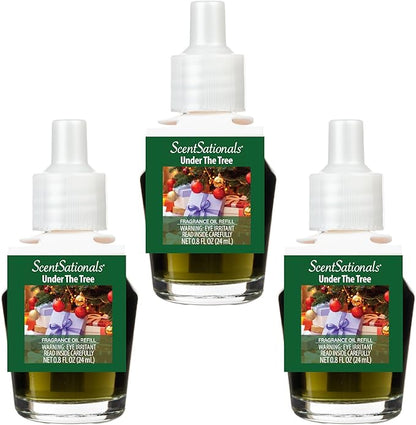 ScentSationals Under the Tree Fragrance Oil Plug In Air Freshener Refills 3-Pack - Works with Scentsationals Wall Plugs, Long-Lasting Home Fragrance, 0.8 fl oz Each, Packaging May Vary