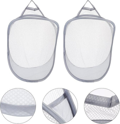 ULTECHNOVO 2pcs Laundry Basket Organizer Hanging Baskets for Kitchen Folding Storage Wall Storage Hanging