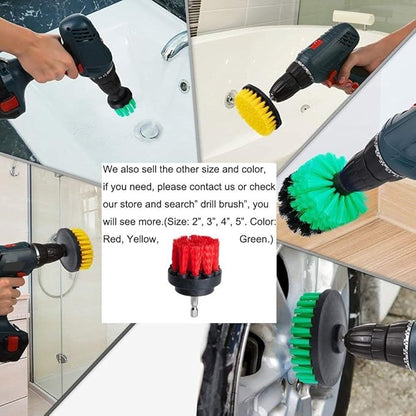 2 inch Diameter Drill Powered Stiff Scrub Cleaning Brush Heavy Duty Cleaning Applications for Bathroom Surfaces, Tile and Grout, Hard Water Stains, Rust (Yellow)
