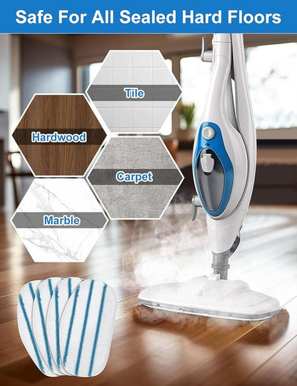 Steam Mop Pads Compatible with PurSteam ThermaPro 10-in-1 and ThermaPro 211 Steam Mop Cleaner Microfiber Pur steam Mop Replacement Pads Washable Reusable Steam Mop Pads for Steamer Floor Cleaning