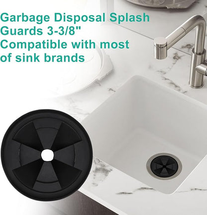 2 Packs 3 3/8" Garbage Disposal Splash Guard, Quiet Garbage Guard Disposal Drain Cover Garbage Disposal Rubber Drain Insert Collar Drain Plugs Sink Splash Guard QCB-AM Replacement (Style A)