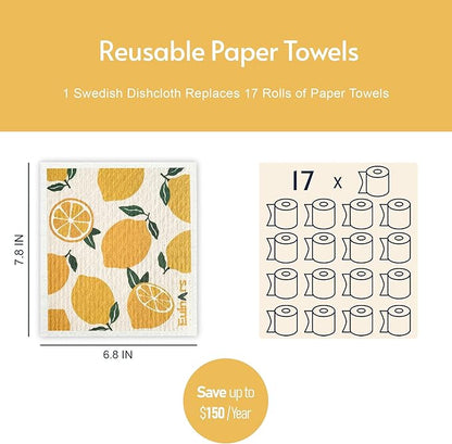 Swedish Dishcloths for Kitchen, 10 Pack Reusable Paper Towels Washable, Soft Dish Towels for Kitchen, Super Absorbent Dish Cloths for Washing Dishes, Housewarming Gifts