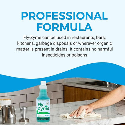 Fly-Zyme, Highly Concentrated Enzyme Drain Cleaner for Pipes, Drain Gel for Fruit Flies, Organic Waste Degrader & Odor Neutralizer, 32 fl oz
