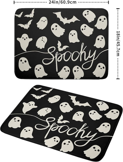 Halloween Dish Drying Mat for Kitchen Counter 18x24 Cute Ghost Black Spooky Holiday Scary Theme Absorbent Reversible Microfiber Drying Mats Kitchen Countertop Protector Dishes Drainer Pad