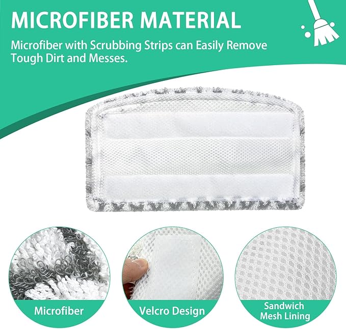Heavy-Duty steam Mop Replacement Pads for Shark Steam Mops S1000/S1000A/S1000C/S1000WM /S1001C/S2001 Reusable Microfiber Steamer Scrub Mop Pads Washable for All Hard Floors,4pcs