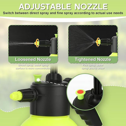 2 Pcs 1/2 Gallon Plastic Handheld Pump Sprayer – Garden Pressure Sprayer Bottle with Adjustable Nozzle for Plants, Cleaning, Household Tasks – Yellow