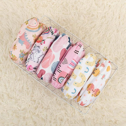 babygoal Reusable Cloth Diapers 6 Pack with 10pcs Inserts, One Size Adjustable Washable Pocket Nappy Covers for Baby Girls and Boys 6FG25