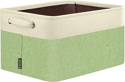 BALEINE 1 Pack Fabric Closet Storage Bins for Shelves, Linen Closet Organizers and Storage, Decorative Baskets for Organizing, Shelf, Clothes, Home, Office (Green, 15''x11''x9.5'')