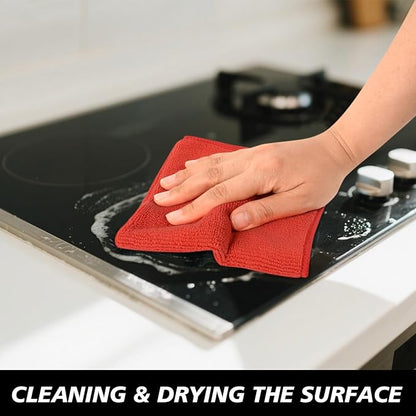 SINLAND Microfiber Rag Absorbent Cleaning Cloth Kitchen Dish Cloth Quick Dry Streak Free Dish Rags Glass Cloths 12inchx12inch 12 Pack