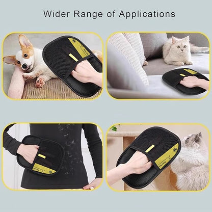 Electrostatic Pet Hair Removal Gloves for Cats & Dogsand Paw Shaped Leather Keychain- 3pcs, Reusable Magic Brush Gloves, Effortless Pet Hair Remover for Furniture, Carpets, Clothing & Laundry