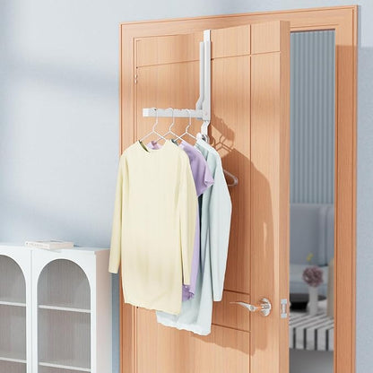 2 Pack Over The Door Hanger Folding Clothes Drying Rack, Folding Hanging Coat Rack for Indoor Laundry Room Compact Small Space Foldable Portable Clothing Hanger Hook Collapsible (Wihte-2(Upgraded))