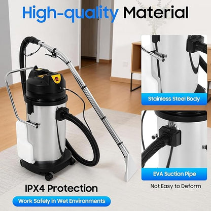 Commercial Carpet Cleaning Machine, 1000W 110V 40L/11Gal Professional Commercial 3 in 1 Carpet Spraying Floor Brush Cleaner Extractor Vacuum Washing Machine Portable Carpet Cleaner (40L)