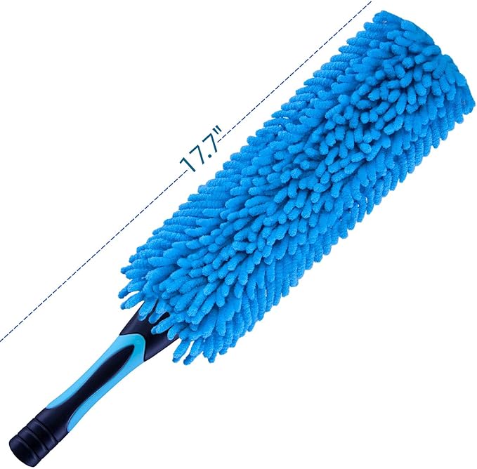 17" Microfiber Flexible Ceiling Fan Duster with Washable Chenille Dusting Cloth, Use by Hand or Attach to Extension Poles (1)