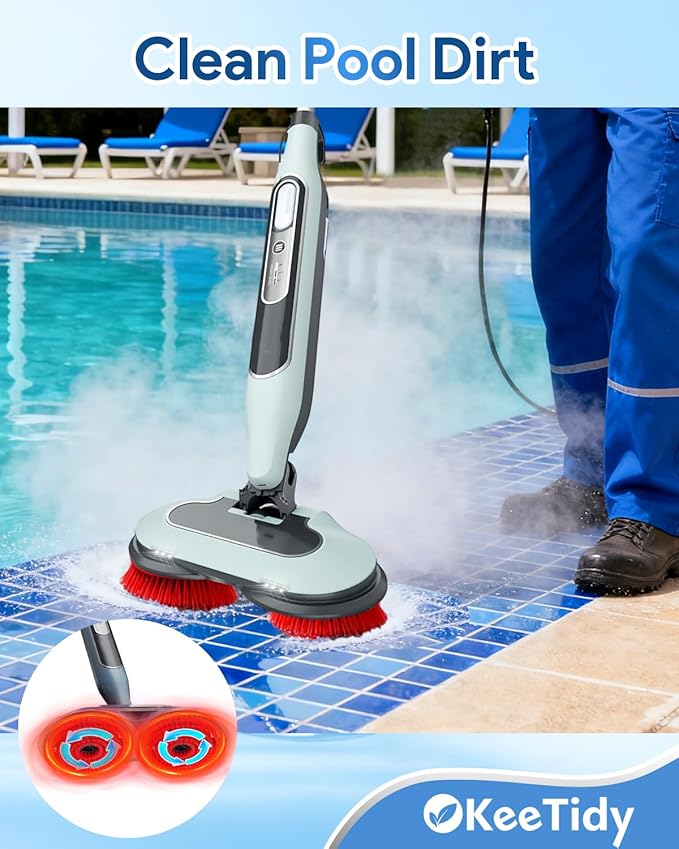 Steam Mop Replacement Brush Pads Compatible with Shark Steam and Scrub Mop S8201 S 70001 S8001 S7201 S7000 Series Reusable Mop Pad Head Nylon Bristle for Polishing Hard Floors, 2 Brushes+2 Pads