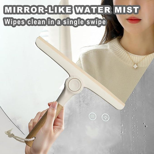 Show Squeegee for Glass Door Bathroom Squeegee with Bamboo Handle Show Wiper for Glass Door Window Tile Wall Car Windshield Mirror (Off White)