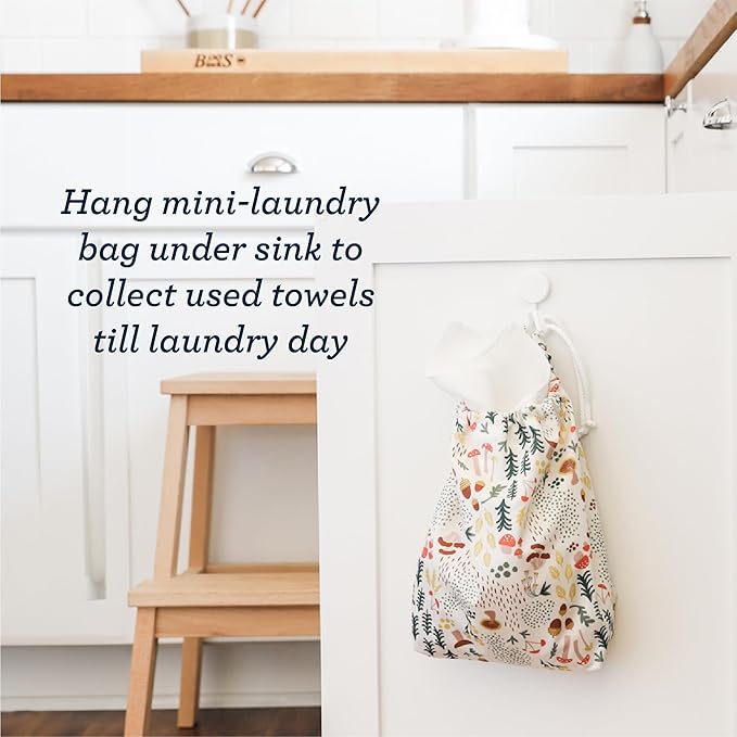 Esembly Paperless Towel Roll - Reusable Kitchen Towels 12-Pack Washable Cotton with Laundry Bag & Hook - Zero-Waste, Absorbent, Washable - Terrazzo