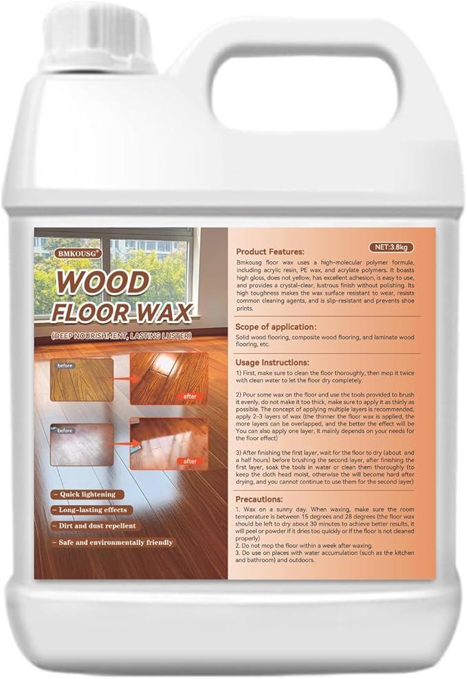 Hardwood Floor Luster-Polish 1 Gallon | Floor Polish - Long Lasting Shine, Slip-resistant & Dust-proof, Sturdy and Wear-resistant, for Solid Wood, Composite wood, Bamboo, Flooring, Furniture