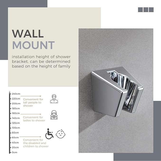 Hand Shower Bracket with Two Slot, Aomasi Bathroom Shower Head Hose Hanger Sprayer Handle Holder Wall Mount Chrome