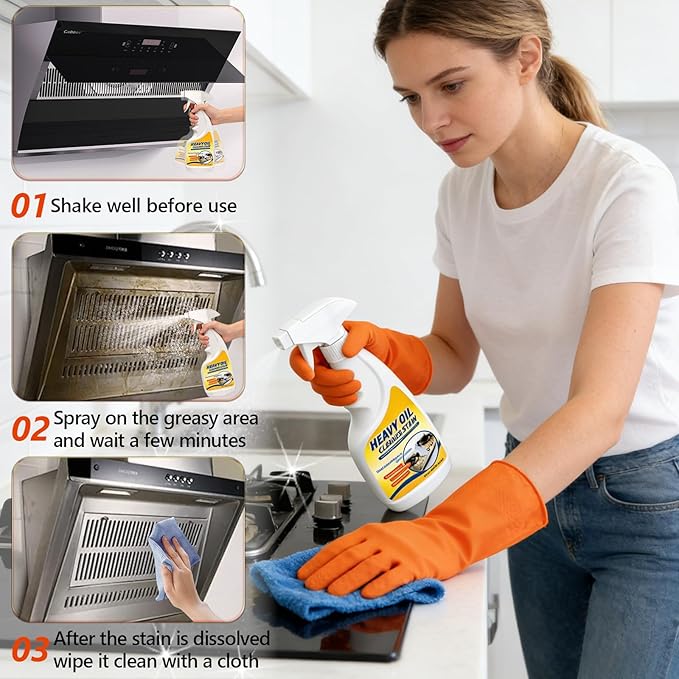 Kitchen Heavy Oil Cleaner Stain, Heavy Oil Stain Cleaner Kitchen, 300ml Multi-Purpose Cleaner - Clean Up Kitchen Oil Stains Spray, Heavy Oil Cleaner Stain for Household, Oven, Stove, Range Hood
