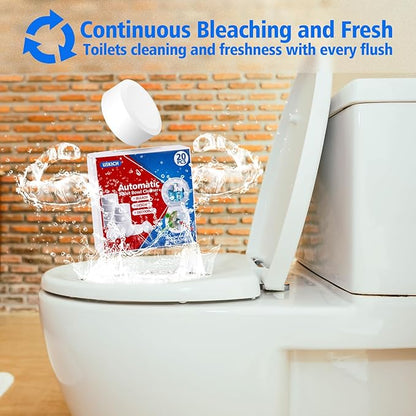 USKICH 20 Pack Toilet Bowl Cleaner Tablets,White Automatic Toilet Tank Cleaners, Long-Lasting Household Toilet Cleaners,Toilet flush Cleaning & Deodorizer