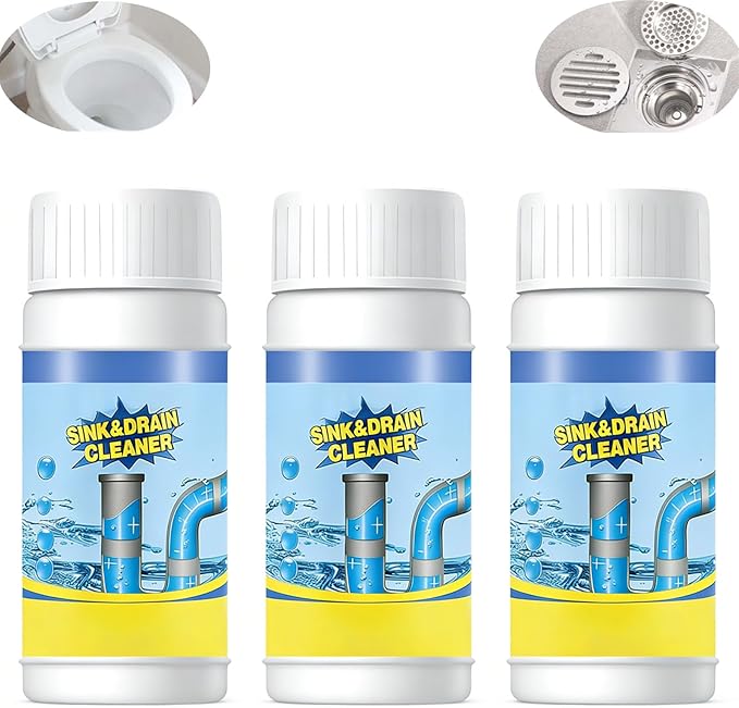 2026 New Sink Drain Cleaner, Wild Sink and Drain Cleaner, Powerful Pipe Dredging Agent for Kitchen Toilet Sink Plumbing (3pcs)