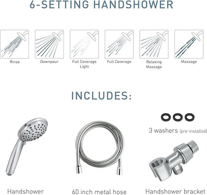 Moen Attune Chrome Handheld Showerhead, Six Function Removable Hand Shower with 60-Inch Hose, 218H0 (Pack of 2)