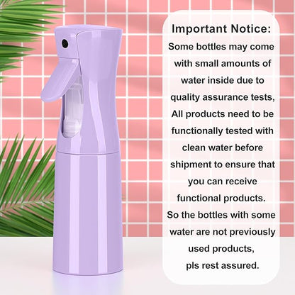 KAIZHOUZHOU(Purple Hair Mister Spray Bottle，Spray Water Bottle Fine Mist Refillable Plants（6.8OZ /200ML） Barber，Showering Pets, Plants, travel, Ironing and Cleaning ﻿ ﻿ ﻿(Continuous Spray)