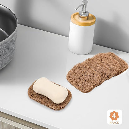 4PCS BPA-Free Soap Savers Pads for Soap Dish,Easy to Clean Soap Lifting Pads Suitable for Shower Kitchen Bathroom Bathroom Travel Hotel Cleaning Product(Coffee)