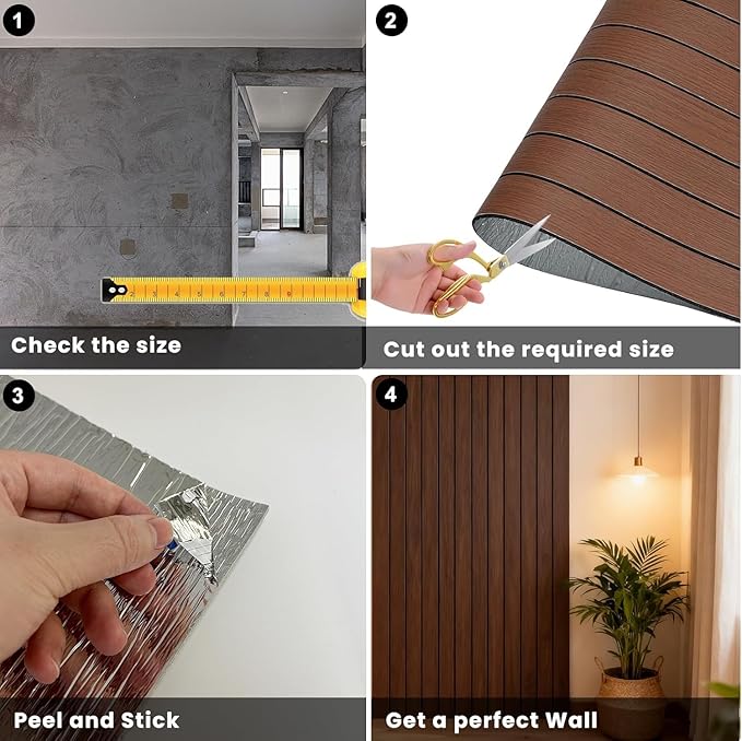 3D Wall Panels Peel and Stick – 15.74"x 24FT PVC Faux Wood Grain Texture, Self Adhesive Waterproof Wall Covering, DIY Accent Wall, Sofa Background Backsplash & Modern Home Decor, Covers 31.5 sq.ft