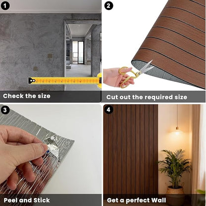 3D Wall Panels Peel and Stick – 15.74"x 24FT PVC Faux Wood Grain Texture, Self Adhesive Waterproof Wall Covering, DIY Accent Wall, Sofa Background Backsplash & Modern Home Decor, Covers 31.5 sq.ft