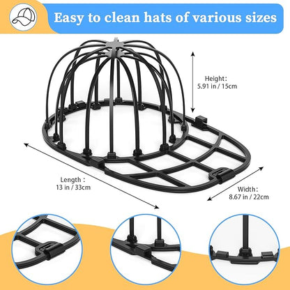Eiito Hat Washer Cage,Hat Washer for Washing Machine and Dishwasher,Baseball Cap Washing Cage,Say Goodbye to Deformed Dirty Hats (Black 2 Pack)