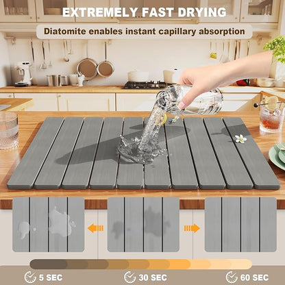 Dayacoco Stone Drying Mat for Kitchen Counter, Large Quick Dry Stone Mat, Collapsible Diatomaceous Earth Mats for Dishes Bottles Cups, Fits Any Countertop,23"×15.3",Dark Gray