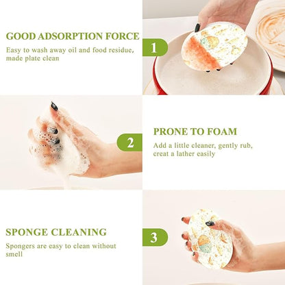 Hot Air Balloons Kitchen Scrub Sponges, Pop-up Kitchen Cleaning Sponges Reusable Dish Washing Sponges for Bathroom Household Cleaning 3 Pack - Non Scratch Scrubber