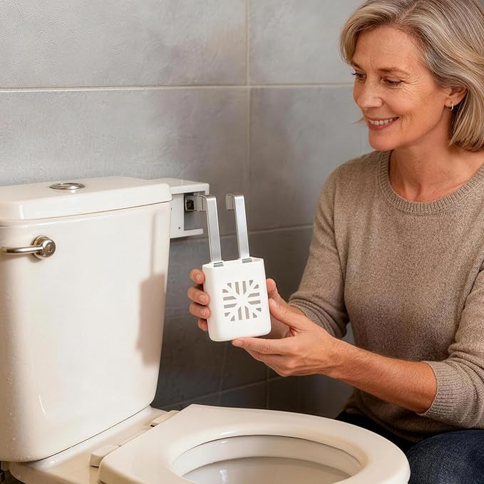 Toilet Tank Tablet Holder, Versatile Toilet Bowl Hanging Cleaner and Deodorizer Hanger, Prevents Flapper Jams & Residue, Extends Life of Drop-In Cleaner Tablets -2PCS