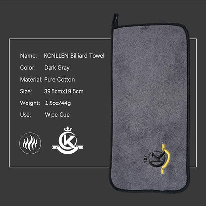 KONLLEN Billiards Billiard cue Towel - 100% Cotton Black 8-Ball Pool Cue Clean Towel Maintenance Accessories Cleaning Set Shaft Wax + Cleaning Powder +