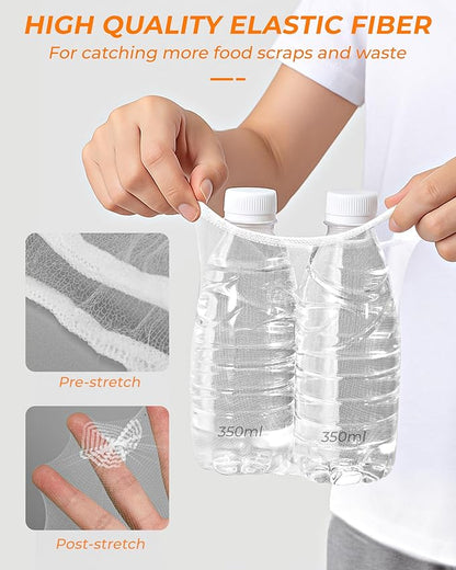 KONE Kitchen Sink Strainer Mesh Bag- 200 PCS Large Disposable Sink Net Strainer Filter Bags for Collecting Kitchen Food Waste Leftover Garbage,Fits Deep Sink Strainer Basket