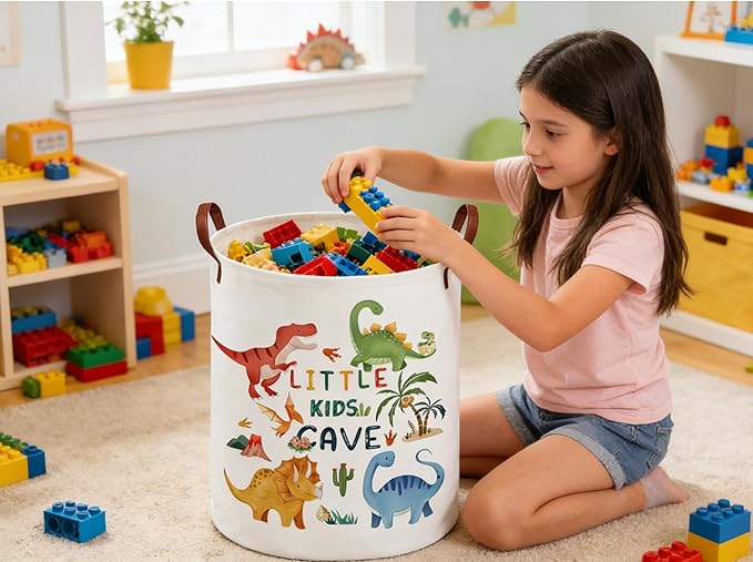 Kids Laundry Basket Animal Hamper for Nursery Dinosaur Hamper Cute Kids Storage Bin Organizer Room Decor for Home(Dinosaur)