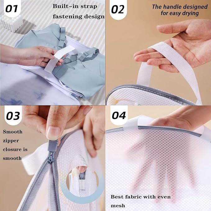 4Pcs Bra Laundry Bag Mesh Laundry Bags for Delicates with Premium Zipper Bra Washing Bag for Laundry，Lingerie Bags for Washing Delicates underwear integrated washing and care