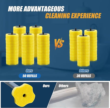 100PCS Toilet Bowl Wand Refills, Replacement Heads for Bathroom Washroom Cleaning Pads, Disposable Toilet Brush Refills Compatible with Household Brushes Scrubbers Cleaning Refill Lemon Fresh