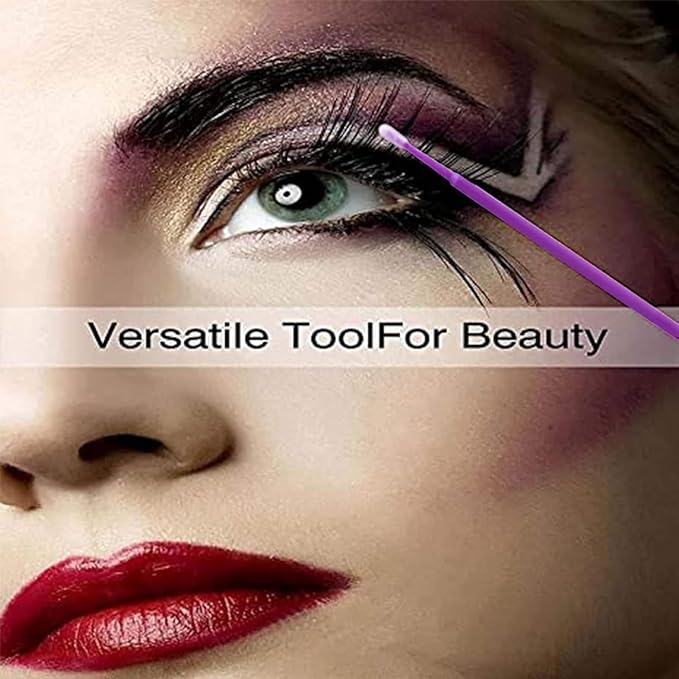 600PCS Microswabs for Eyelash Extensions，Micro Applicators Brush for Cleaning and Applying Make-up Purple (Head Diameter: 2.0mm)