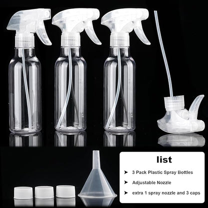 Cosywell Plastic Spray Bottles 8.8oz/260ml 3 Pack Empty Spray Bottle for Cleaning Mist/Stream Heavy Duty Water Spraying Bottle for Cooking Hair Care Essential Oils(Clear)