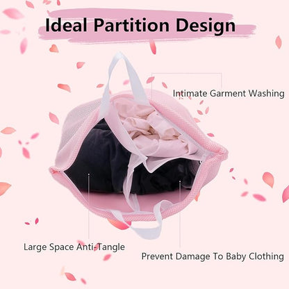 2 Pcs Special Zoning laundry bag for delicates with handles mesh laundry bags washing machine laundry totes travel storage and sorting bag(Blue2)