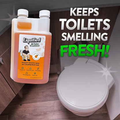 Liquified RV Toilet Treatment - Black Holding Tank Digester - Odor Eliminator - Orange Scent - Matts RV Reviews (Orange, 32oz)