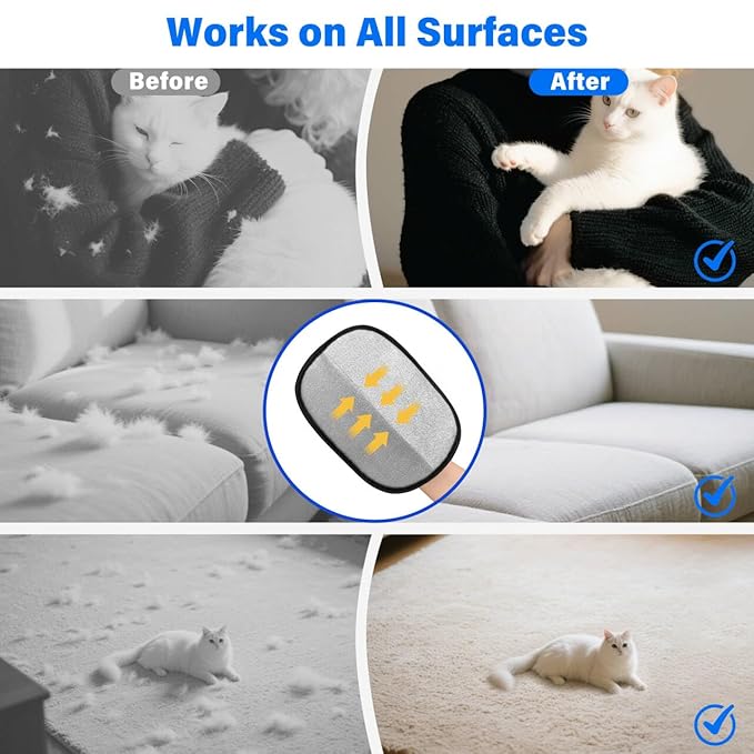 Pet-Hair-Removal-Glove, Reusable Cat & Dog Deshedding Glove for Sofa, Furniture, Couch, Carpet, Car Seat, Efficient-Double-Sided-Electrostatic-Pet-Grooming-Mitt, Quick Cleaning Fur Remover Tool 1PCS