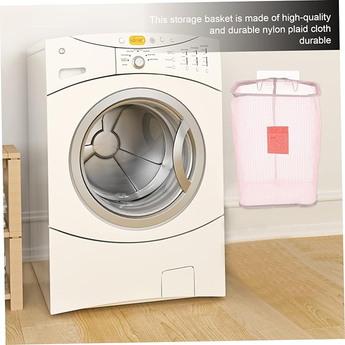 Healifty Wall-mounted Laundry Basket with Nail Hook for Space-saving Clothes Storage Bathroom Apartments Mesh Organizer