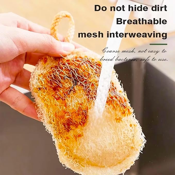 8 Pcs Natural Loofah Dishwashing Sponge Loofah Dish Towel Sponges with Hanging Loop for Kitchen Cleaning Dishes Natural Dish Scrubber